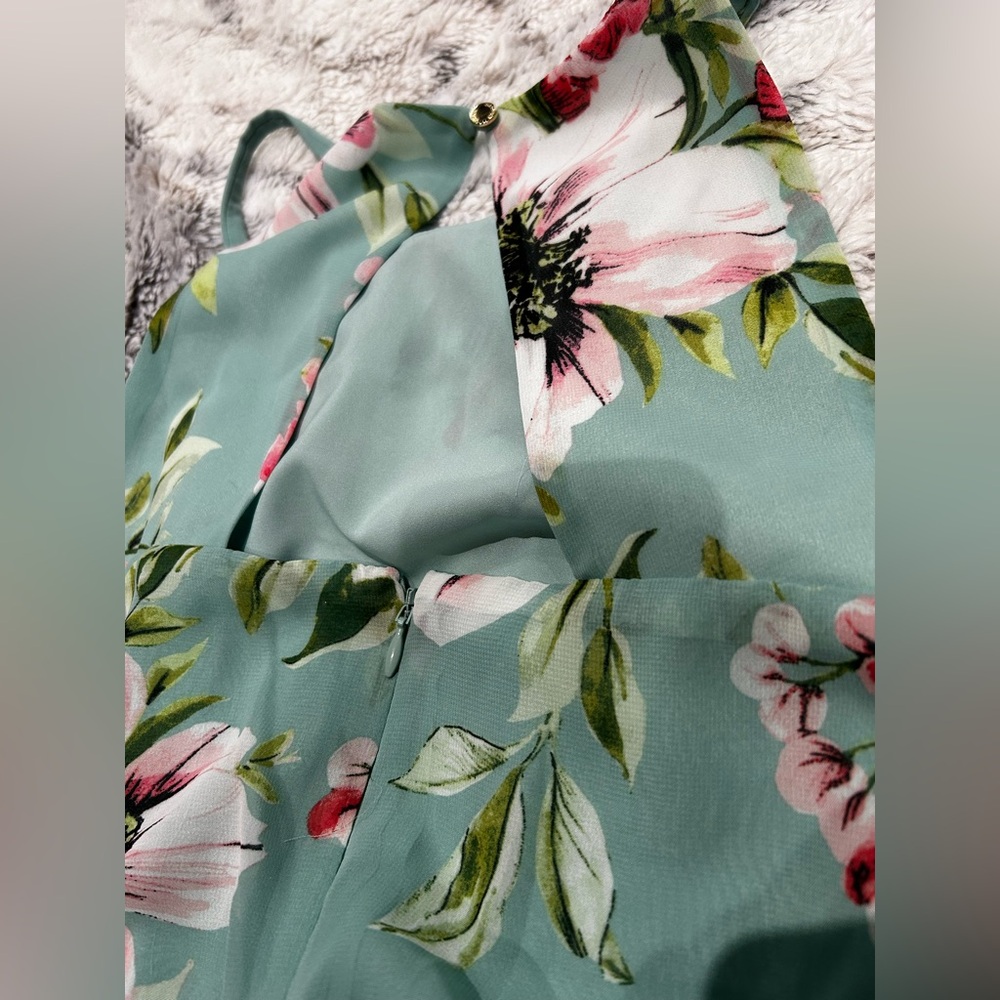 Vince Camuto Floral High Low Maxi Dress Pleated Ruffle Size 8 NWT - Picture 5 of 7